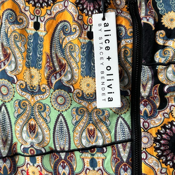 🆕 Alice + Olivia, Delora Paneled Flare Mini Dress Paisley, Size 2 | 350 - Picture 5 of 9